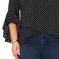 Vince Camuto Women's Flutter Sleeve High Low Blouse Black Size 1X