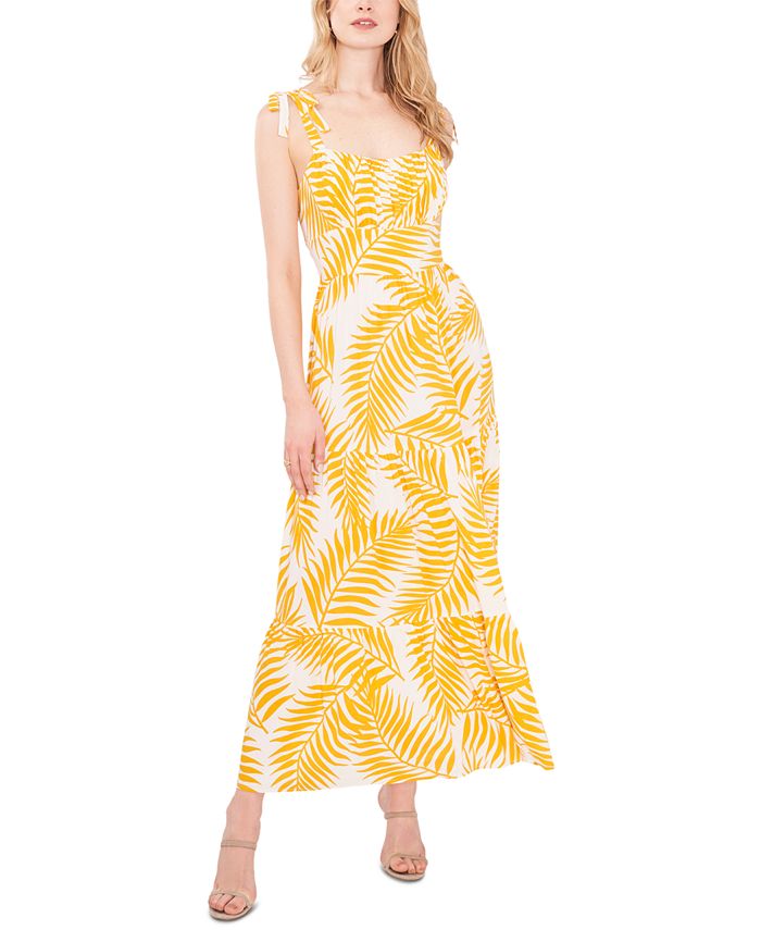 1.STATE Women's Tie Strap Maxi Dress White Size Large