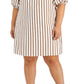 Vince Camuto Women's Striped Bubble Sleeve Dress Brown Size 2X