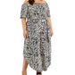 Vince Camuto Women's Animal Print Off The Shoulder Jumpsuit Gray Size 3X