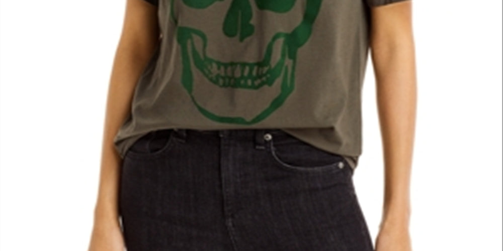Chaser Women's Skull Graphic Tee Gray Size Medium