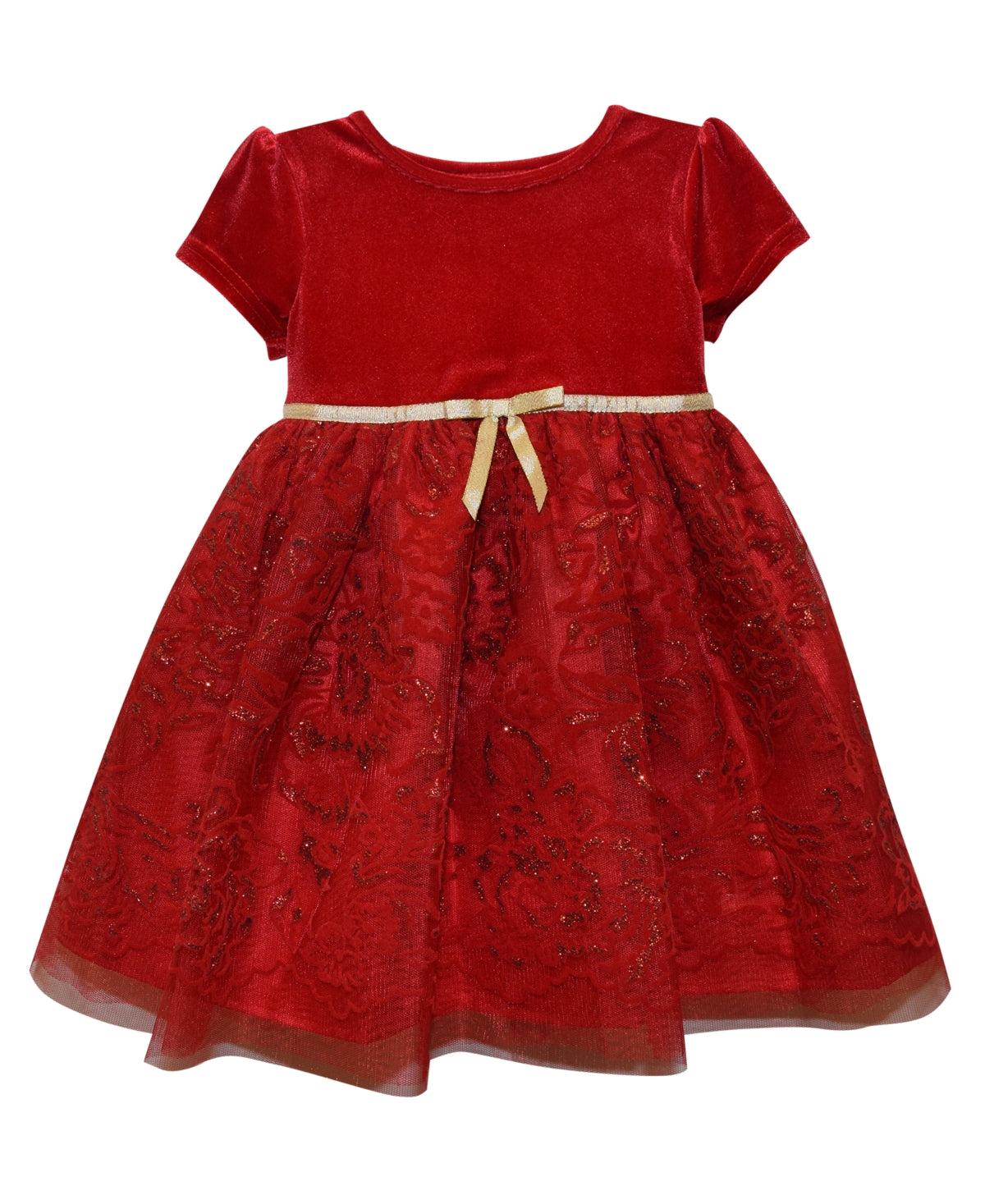 Blueberi Boulevard Baby Girls Fit and Flare Velvet Flocked Lace Dress Red Size 69MOS