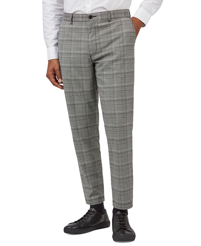 Ben Sherman Men's Heritage Slim Fit Check Plaid Tapered Pants Black Size 38X32