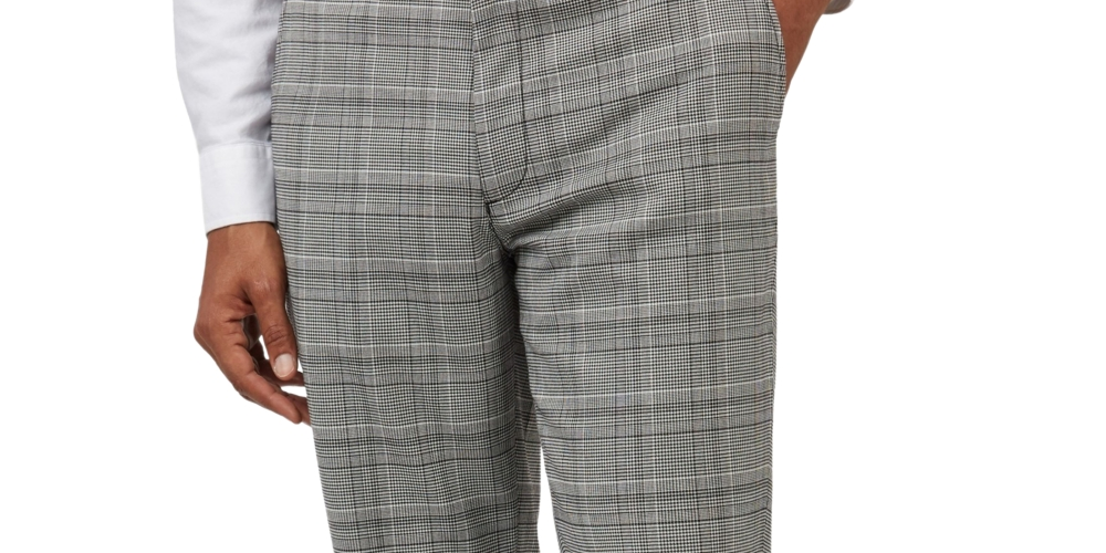 Ben Sherman Men's Heritage Slim Fit Check Plaid Tapered Pants Black Size 38X32