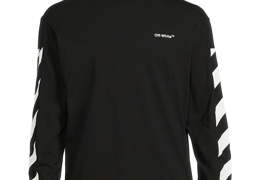 Off-White Men's Diag Helvetica Logo Sweatshirt Black White Size M