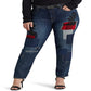 Ralph Lauren Women's Patchwork Relaxed Tapered Ankle Jeans Blue Size 18W