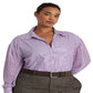 Ralph Lauren Women's Striped Broadcloth Shirt Purple Size 3X