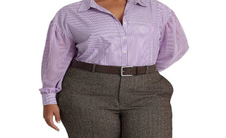 Ralph Lauren Women's Striped Broadcloth Shirt Purple Size 3X