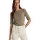 Ralph Lauren Women's Stretch Cotton Boatneck Top Green Size X-Large