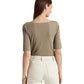 Ralph Lauren Women's Stretch Cotton Boatneck Top Green Size X-Large