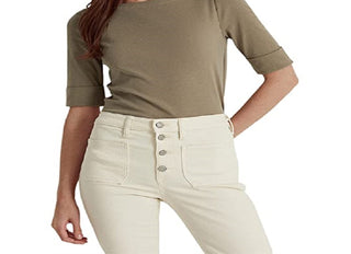 Ralph Lauren Women's Stretch Cotton Boatneck Top Green Size X-Small