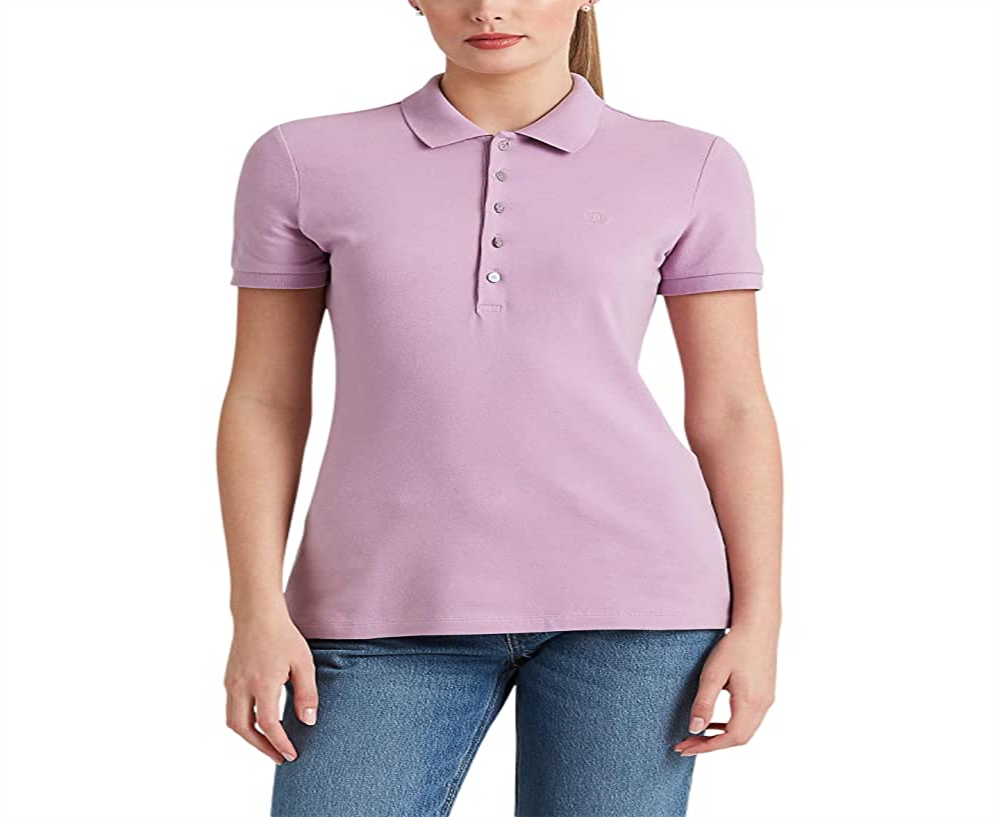 Ralph Lauren Women's Stretch Pique Polo Shirt Purple Size Small