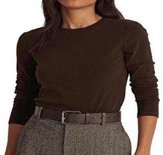 Ralph Lauren Women's Cotton Blend Long Sleeve Top Brown Size X-Large