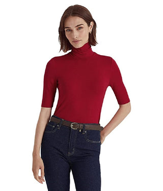 Ralph Lauren Women's Stretch Jersey Turtleneck Red Size X-Large