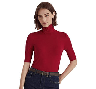 Ralph Lauren Women's Stretch Jersey Turtleneck Red Size X-Large