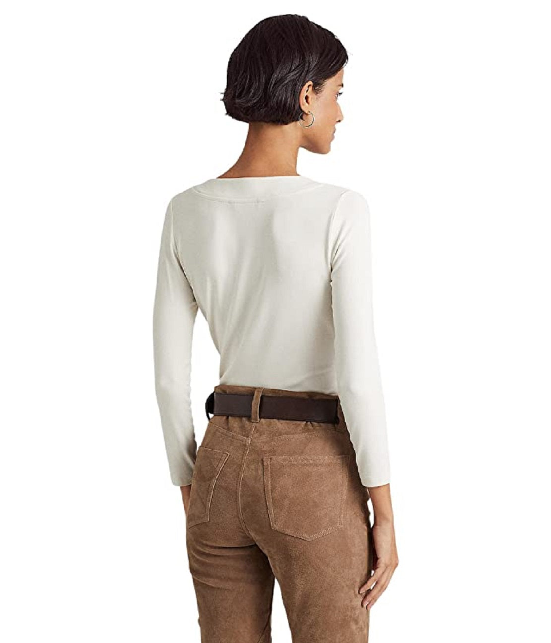 Ralph Lauren Women's Surplice Jersey Top White