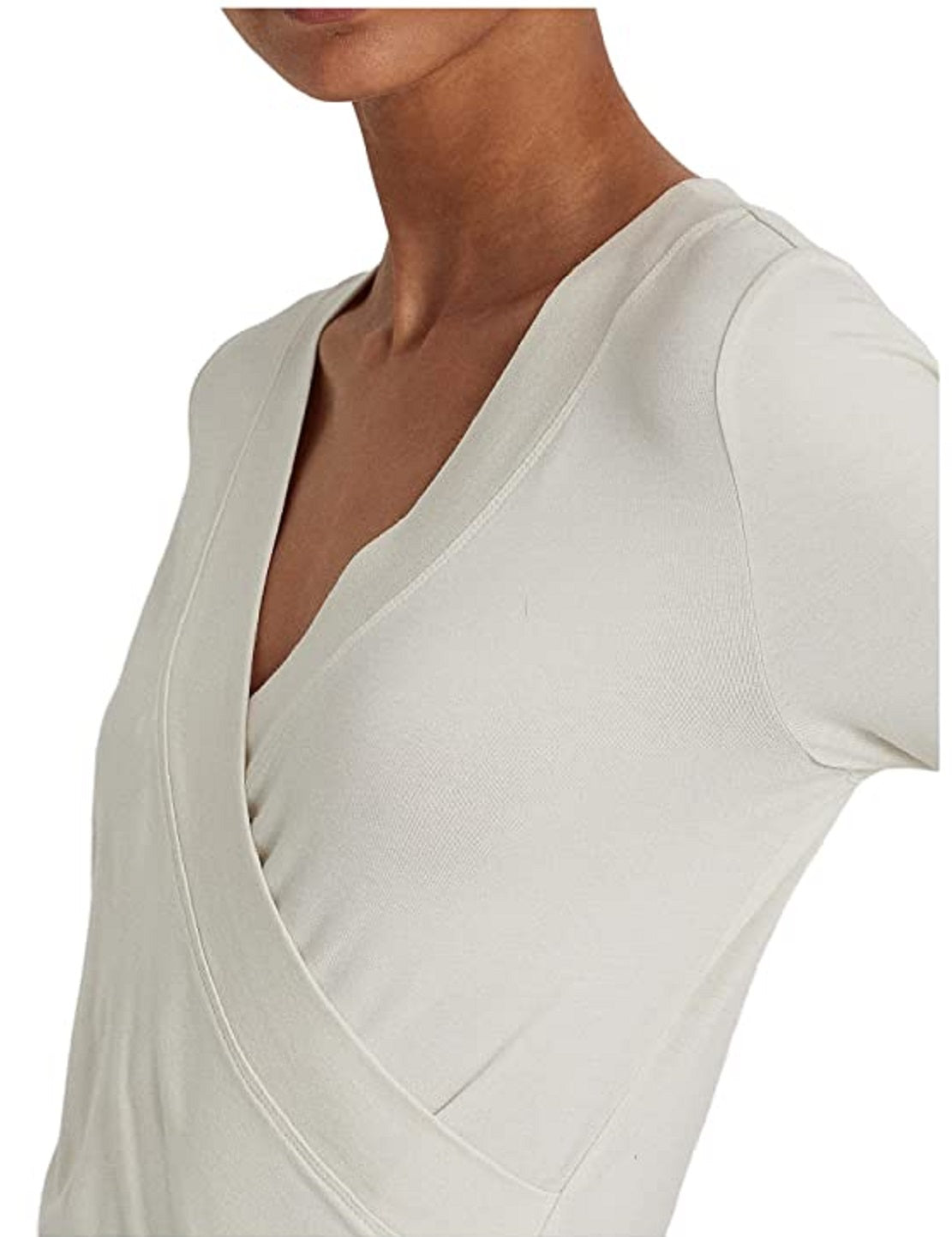 Ralph Lauren Women's Surplice Jersey Top White