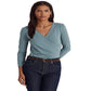 Ralph Lauren Women's Surplice Jersey Top Blue Size X-Large