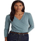 Ralph Lauren Women's Surplice Jersey Top Blue Size X-Large