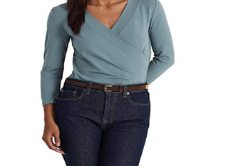 Ralph Lauren Women's Surplice Jersey Top Blue Size X-Large