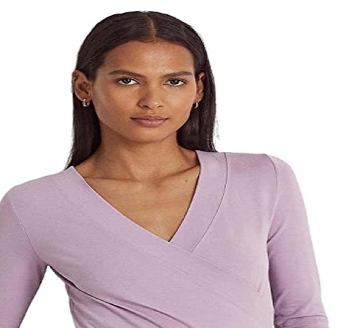 Ralph Lauren Women's Surplice Jersey Top Purple