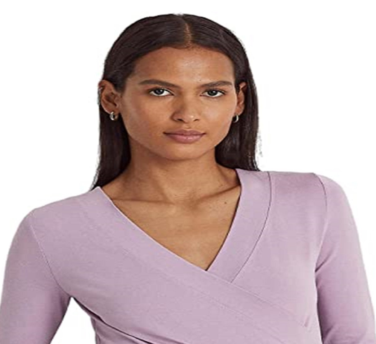 Ralph Lauren Women's Surplice Jersey Top Purple