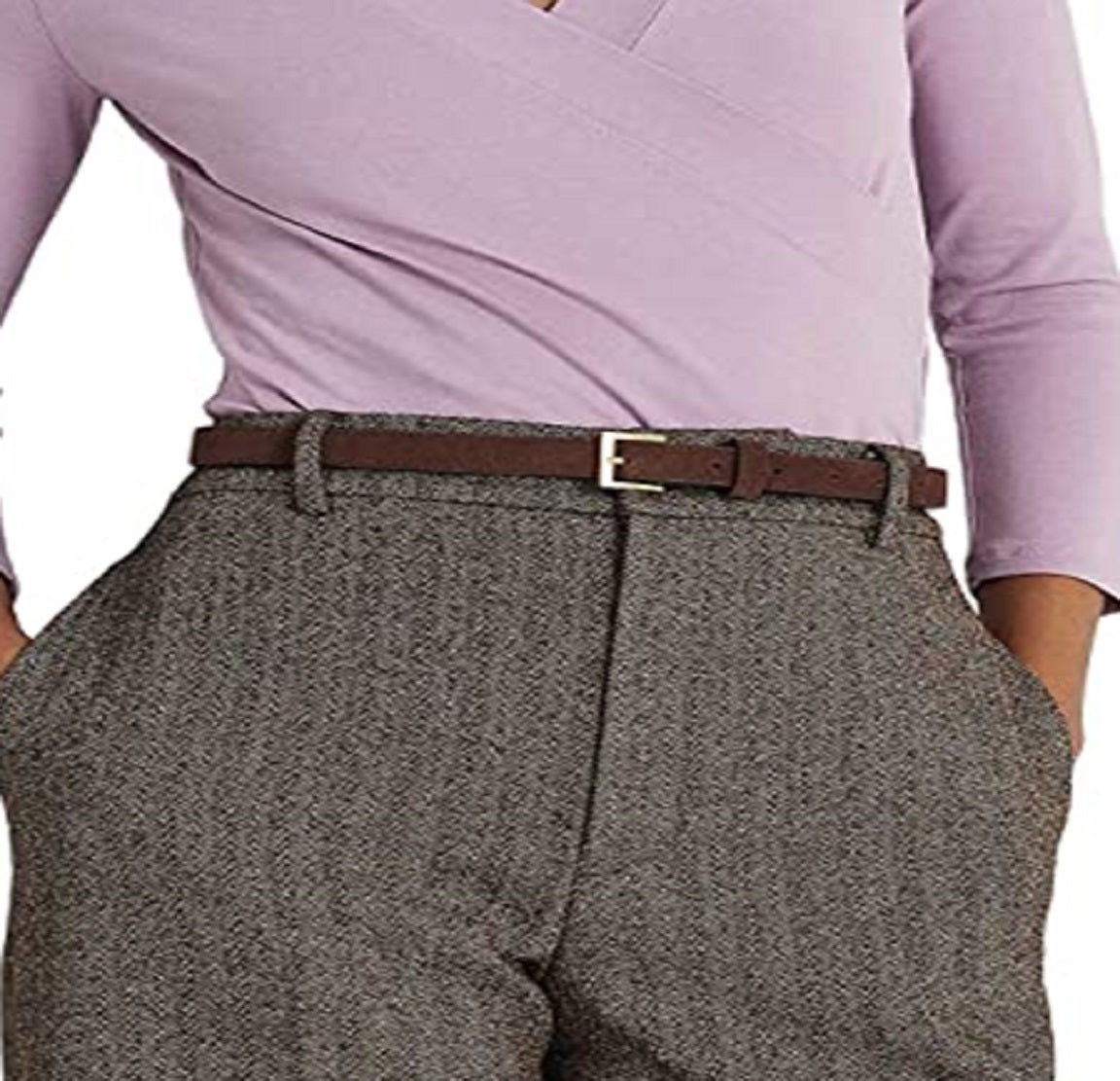 Ralph Lauren Women's Surplice Jersey Top Purple