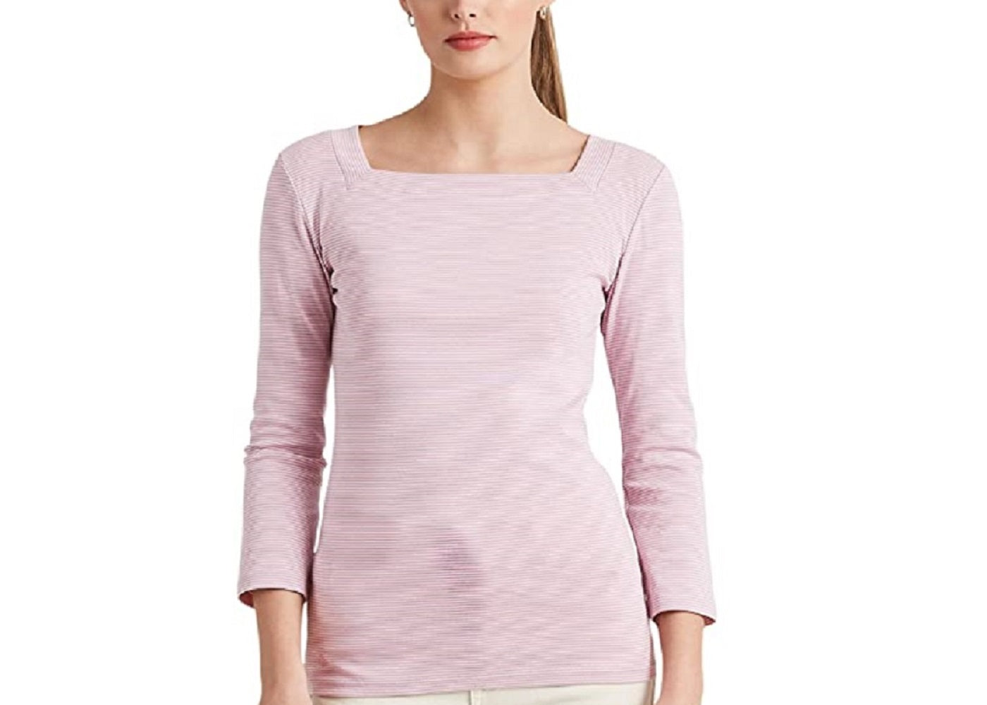 Ralph Lauren Women's Striped Stretch Cotton Top Pink Size X-Small