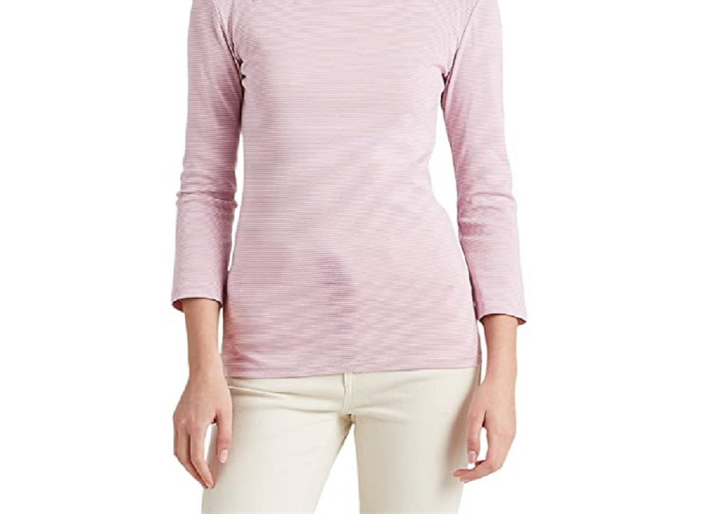 Ralph Lauren Women's Striped Stretch Cotton Top Pink Size X-Small