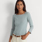 Ralph Lauren Women's Striped Stretch Cotton Top Blue Size Large