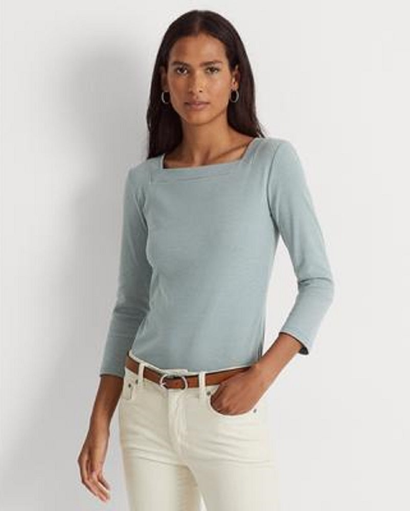 Ralph Lauren Women's Striped Stretch Cotton Top Blue Size X-Large