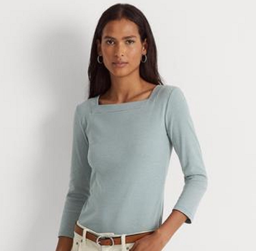 Ralph Lauren Women's Striped Stretch Cotton Top Blue Size X-Large