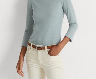 Ralph Lauren Women's Striped Stretch Cotton Top Blue Size X-Large