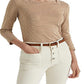 Ralph Lauren Women's Striped Stretch Cotton Top Brown Size Medium