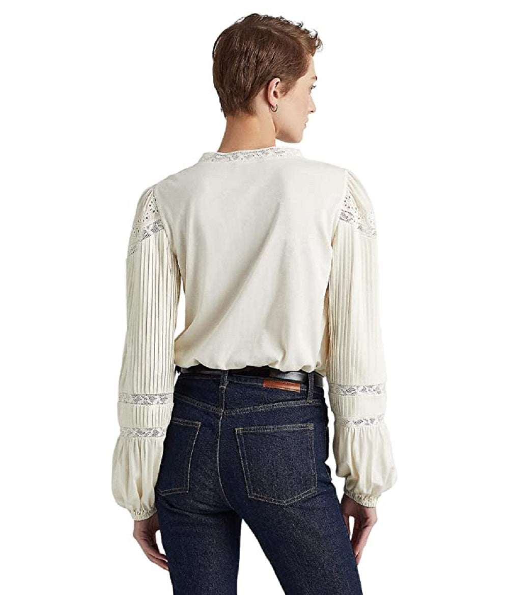 Ralph Lauren Women's Eyelet Embroidered Cotton Blend Top White Size X-Large