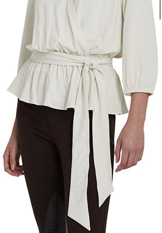 Ralph Lauren Women's Jersey Peplum Blouse Beige Size Large