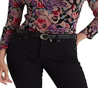 Ralph Lauren Women's Floral Surplice Jersey Top Black Size Small