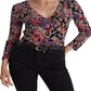 Ralph Lauren Women's Floral Surplice Jersey Top Black Size X-Large