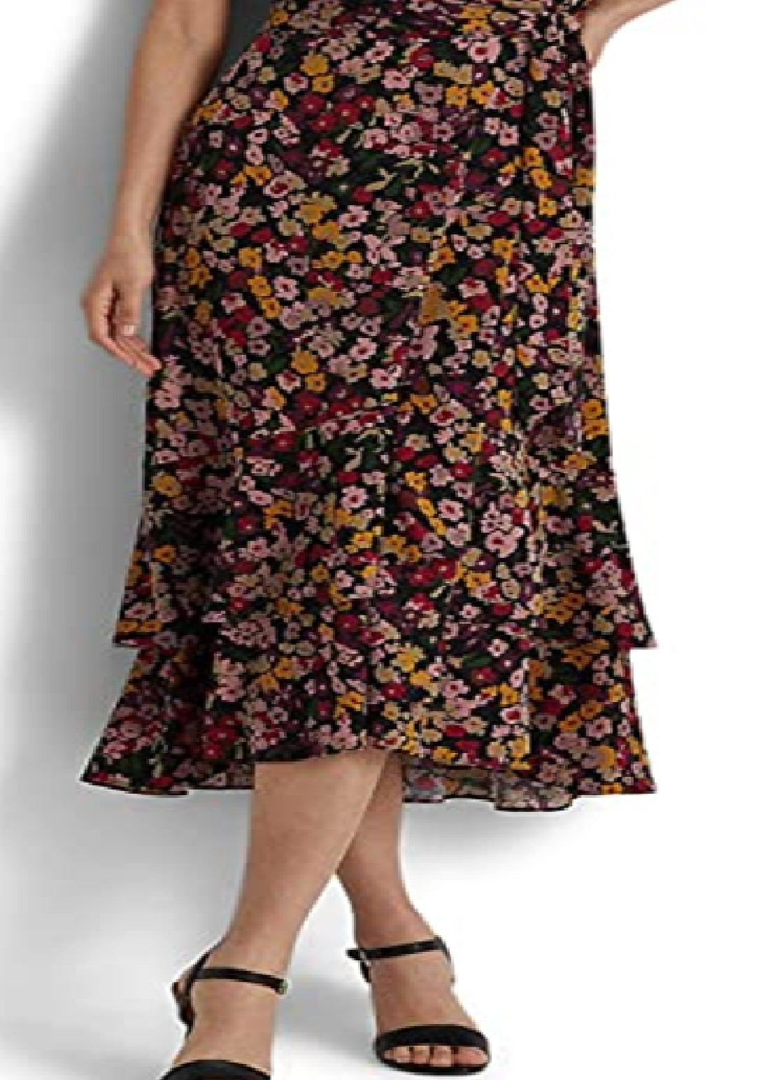 Ralph Lauren Women's Floral Jersey Wrap Dress Black Size X-Large