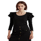 Ralph Lauren Women's Ruffle Trim Stretch Cotton Top Black Size X-Large