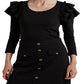 Ralph Lauren Women's Ruffle Trim Stretch Cotton Top Black Size X-Large