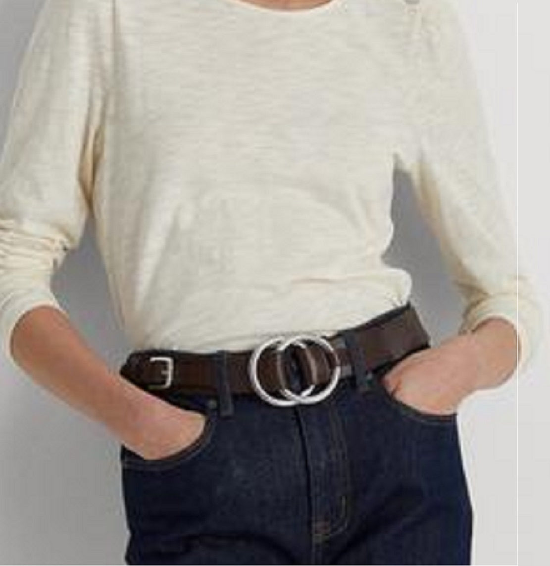 Ralph Lauren Women's Puff Sleeve Slub Jersey Top White Size Small