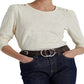 Ralph Lauren Women's Puff Sleeve Slub Jersey Top White Size X-Large