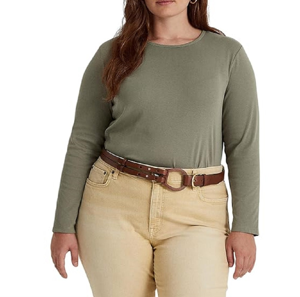 Ralph Lauren Women's Cotton Blend Long Sleeve Top Green Size 3X