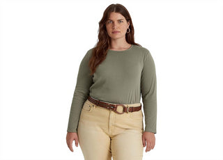 Ralph Lauren Women's Cotton Blend Long Sleeve Top Green Size 3X