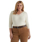Ralph Lauren Women's Lace Trim Stretch Cotton Top Beige Size 3X