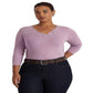 Ralph Lauren Women's Lace Trim Stretch Cotton Top Purple Size 2X