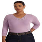 Ralph Lauren Women's Lace Trim Stretch Cotton Top Purple Size 2X