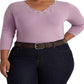 Ralph Lauren Women's Lace Trim Stretch Cotton Top Purple Size 2X