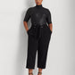 Ralph Lauren Women's Jersey Metallic Elbow Sleeve Turtle Neck Top Black Size 3X